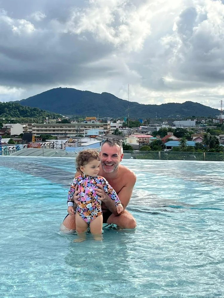 Luca and Mia in HOMA Rooftop Pool